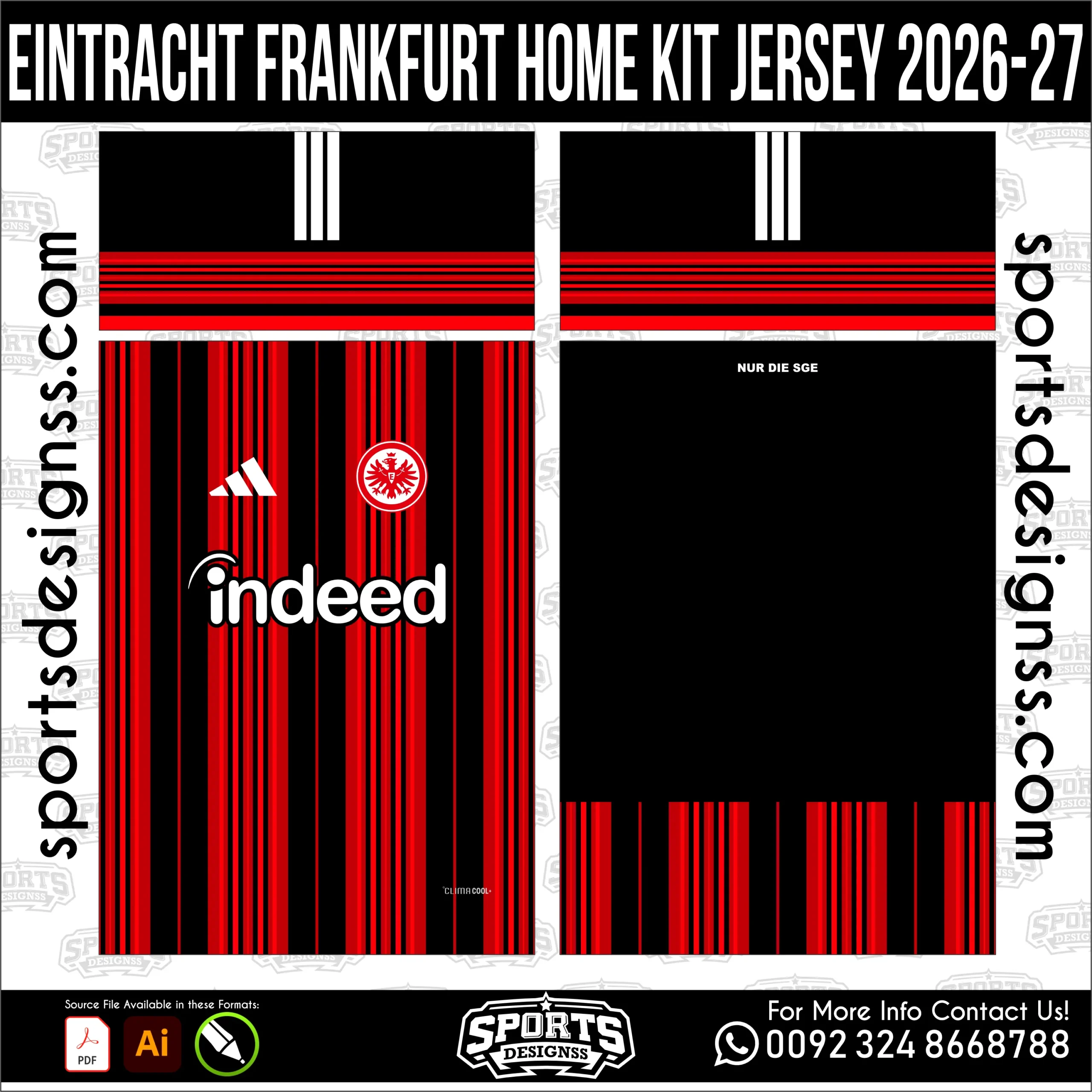 Eintracht Frankfurt Home Kit Jersey 2026-27 football shirt vector