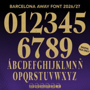 FC Barcelona 2026-27 Away Font - football jersey typeface OTF download