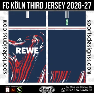FC Köln Third Jersey 2026-27 - football shirt vector for sublimation printing