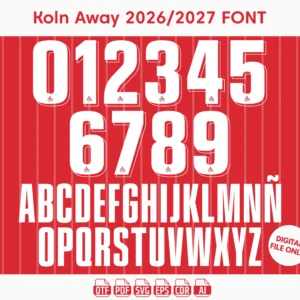 FC KΓΆln Away 2026-27 Font - football jersey typeface OTF download