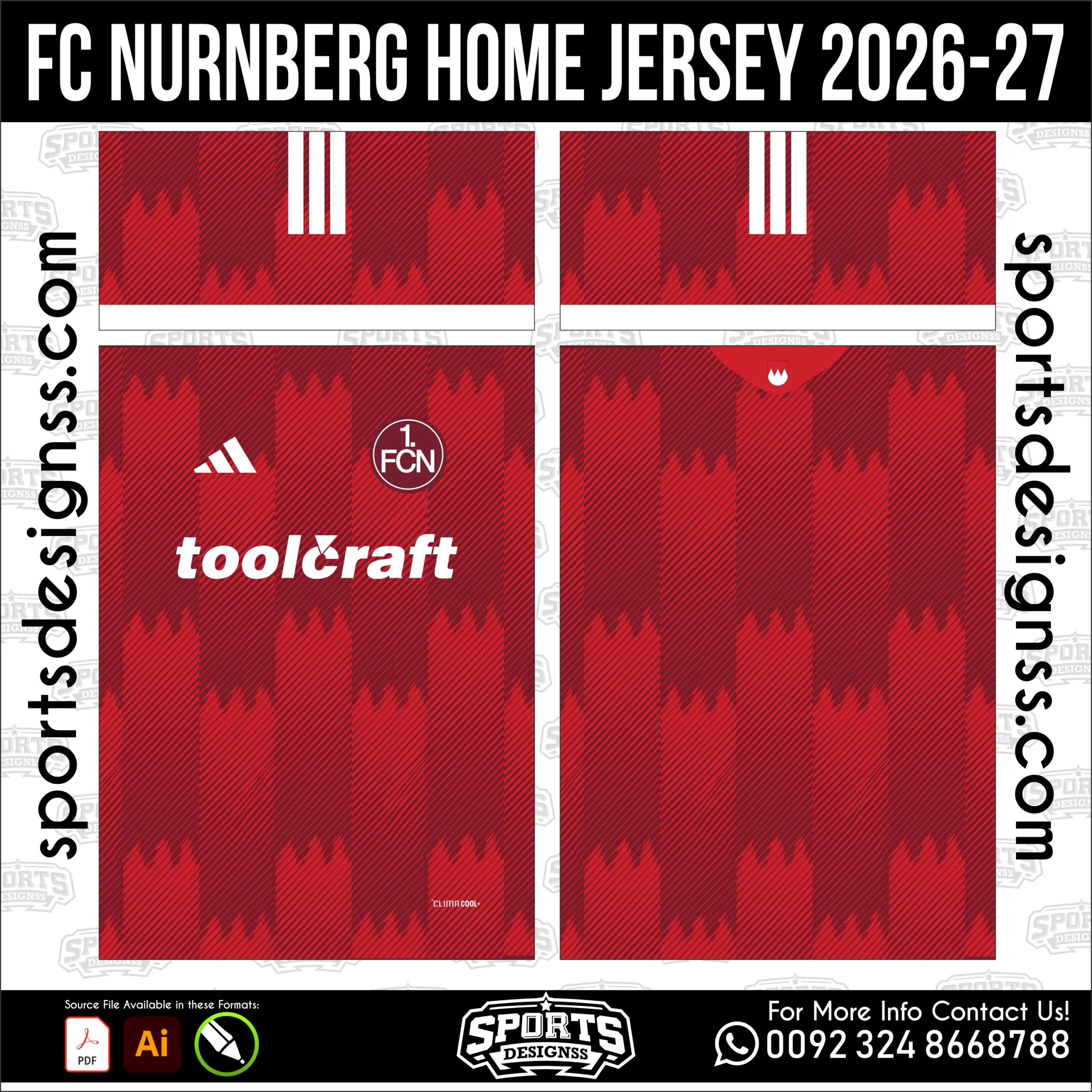 FC Nürnberg Home Jersey 2026-27 - football shirt vector for sublimation printing