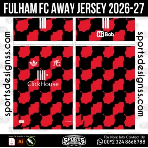 Fulham FC Away Jersey 2026-27 football shirt vector for sublimation printing