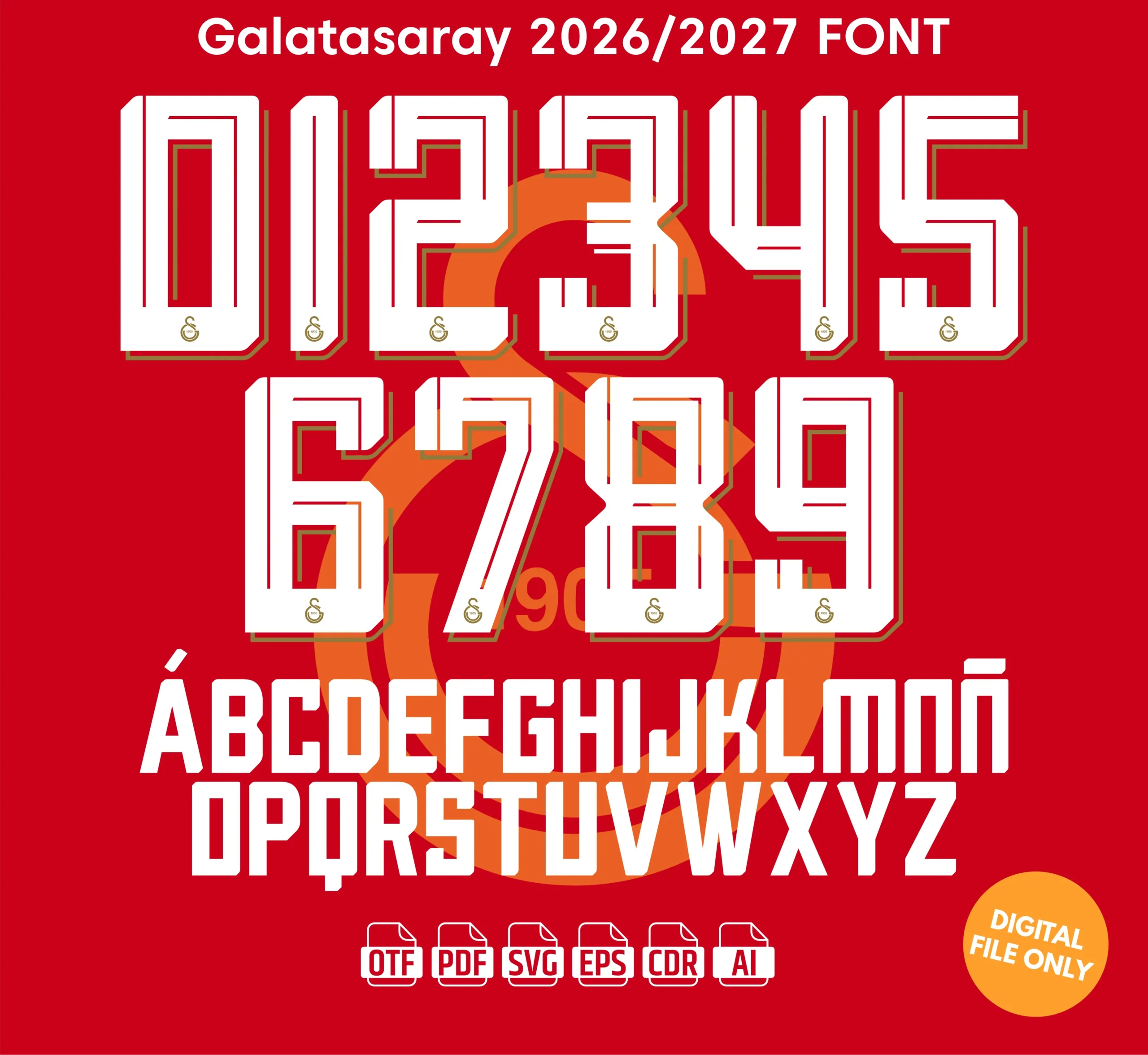 Galatasaray 2026-27 Font - football jersey typeface OTF download