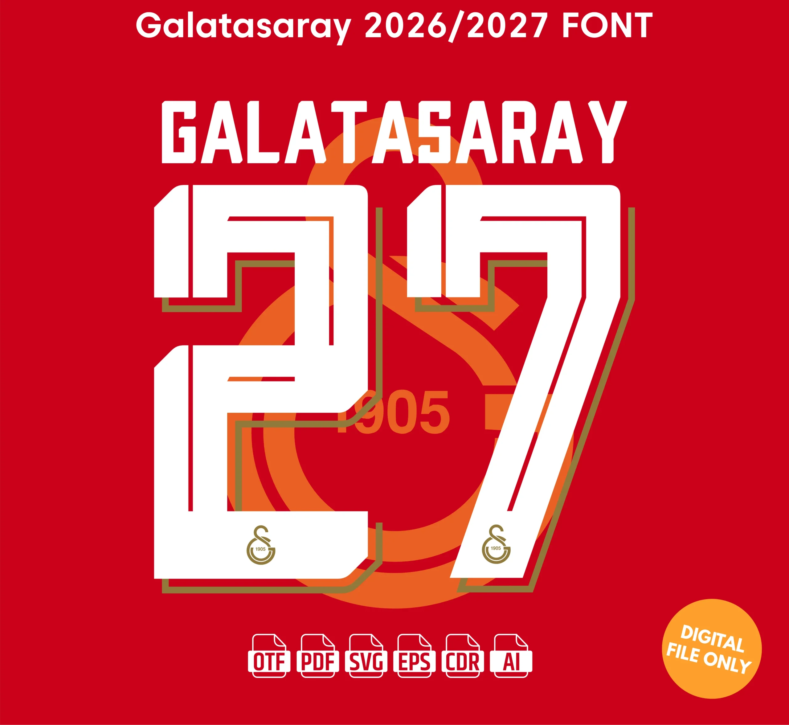 Galatasaray 2026-27 Font - football jersey typeface OTF download