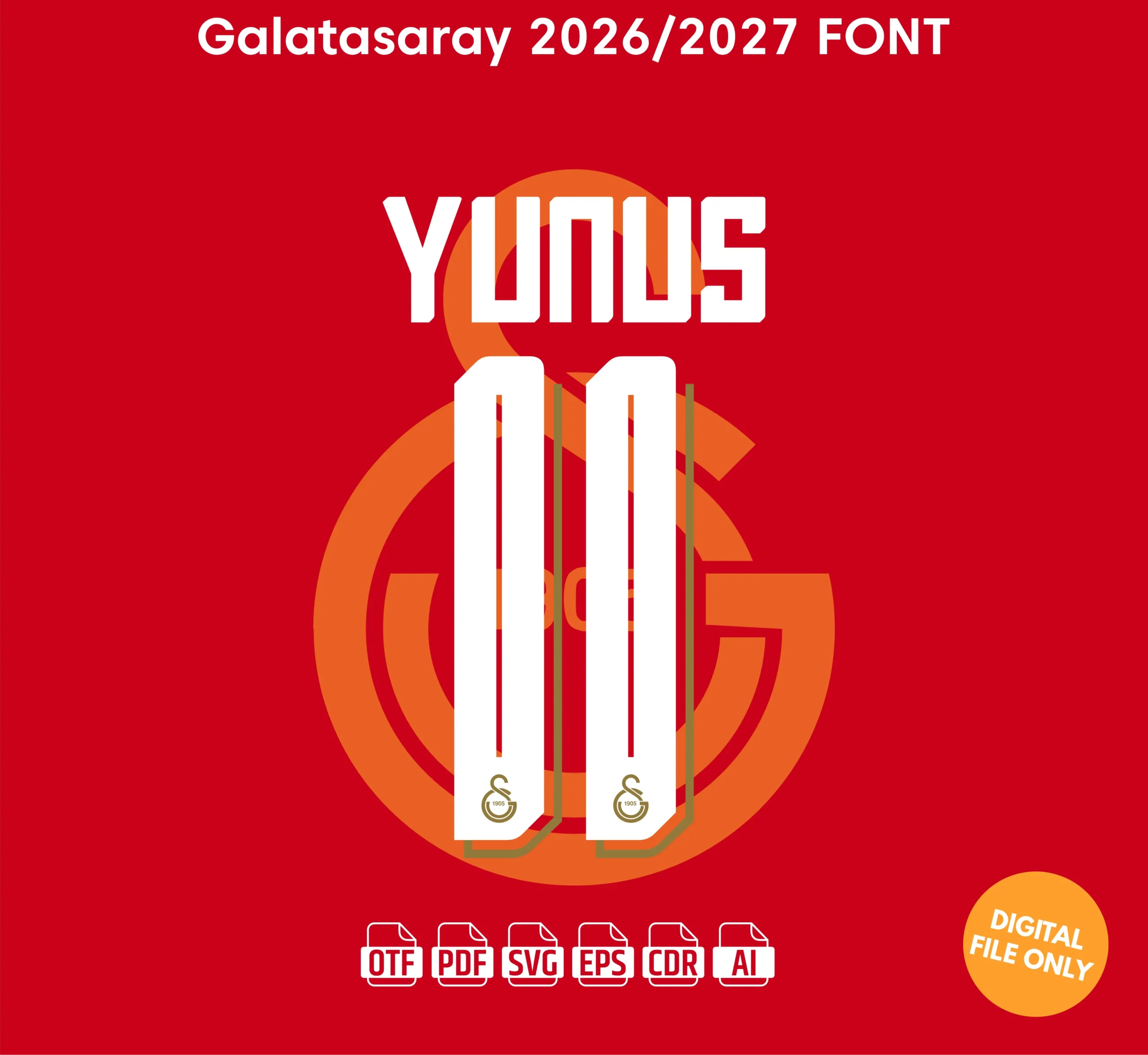 Galatasaray 2026-27 Font - football jersey typeface OTF download