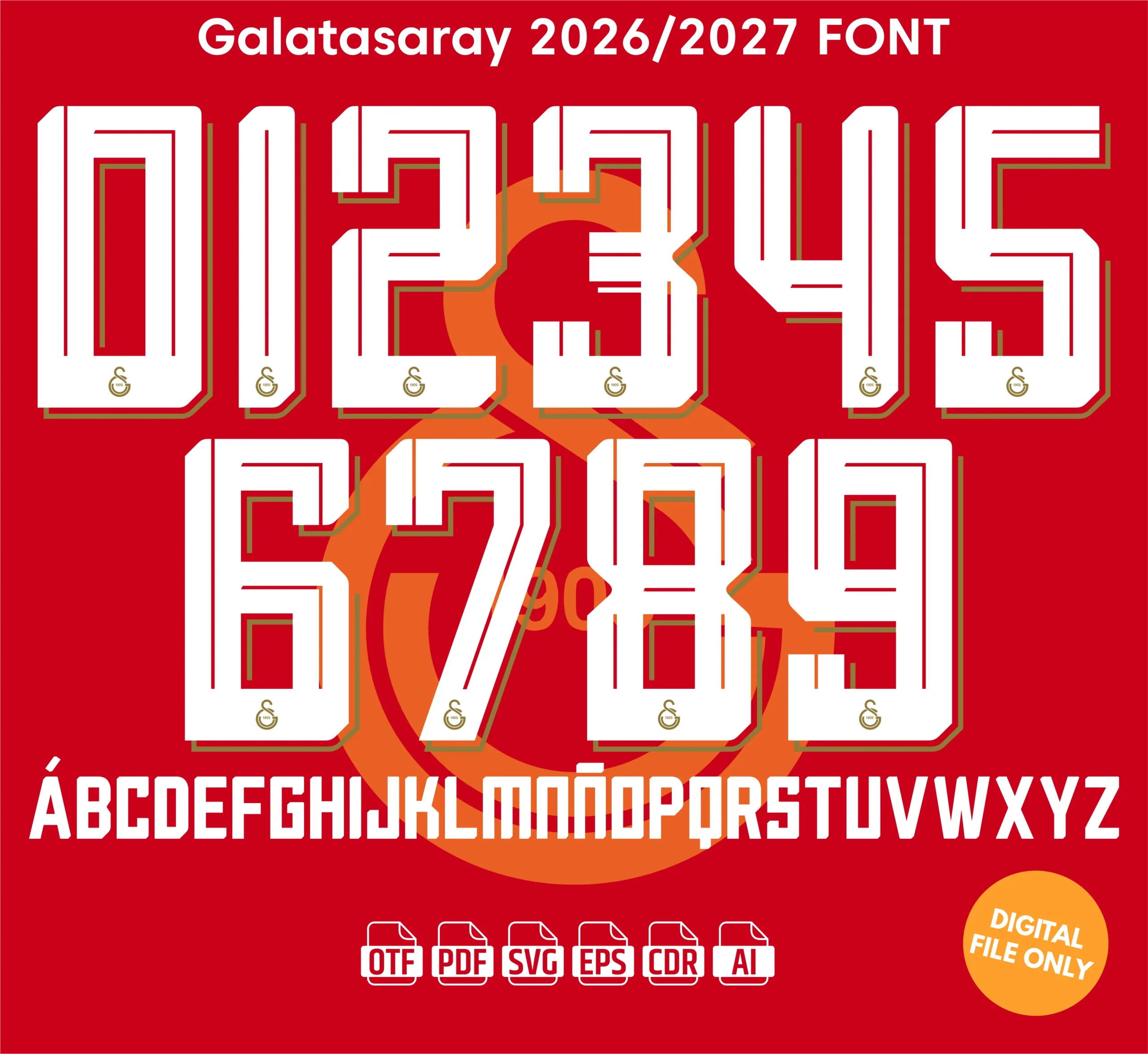 Galatasaray 2026-27 Font - football jersey typeface OTF download