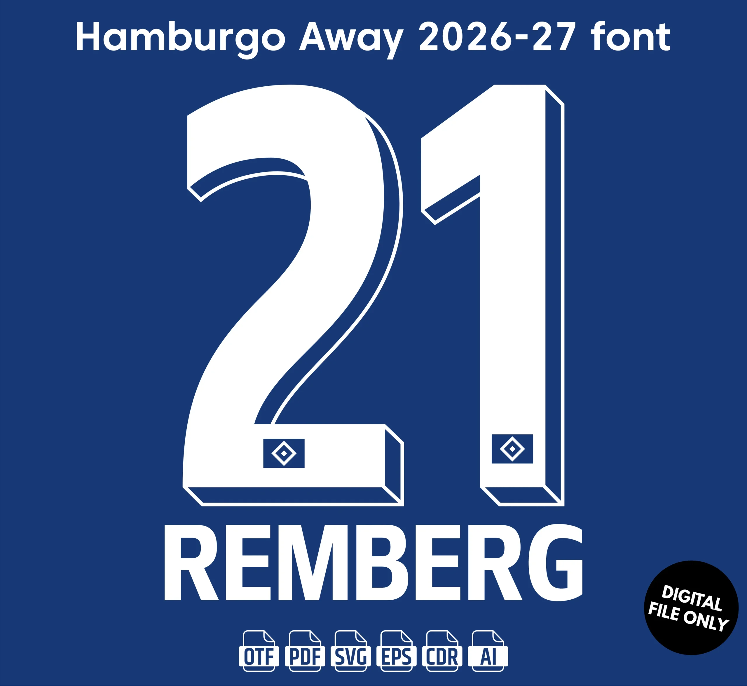 Hamburgo SV Away 2026-27 Font - football jersey typeface