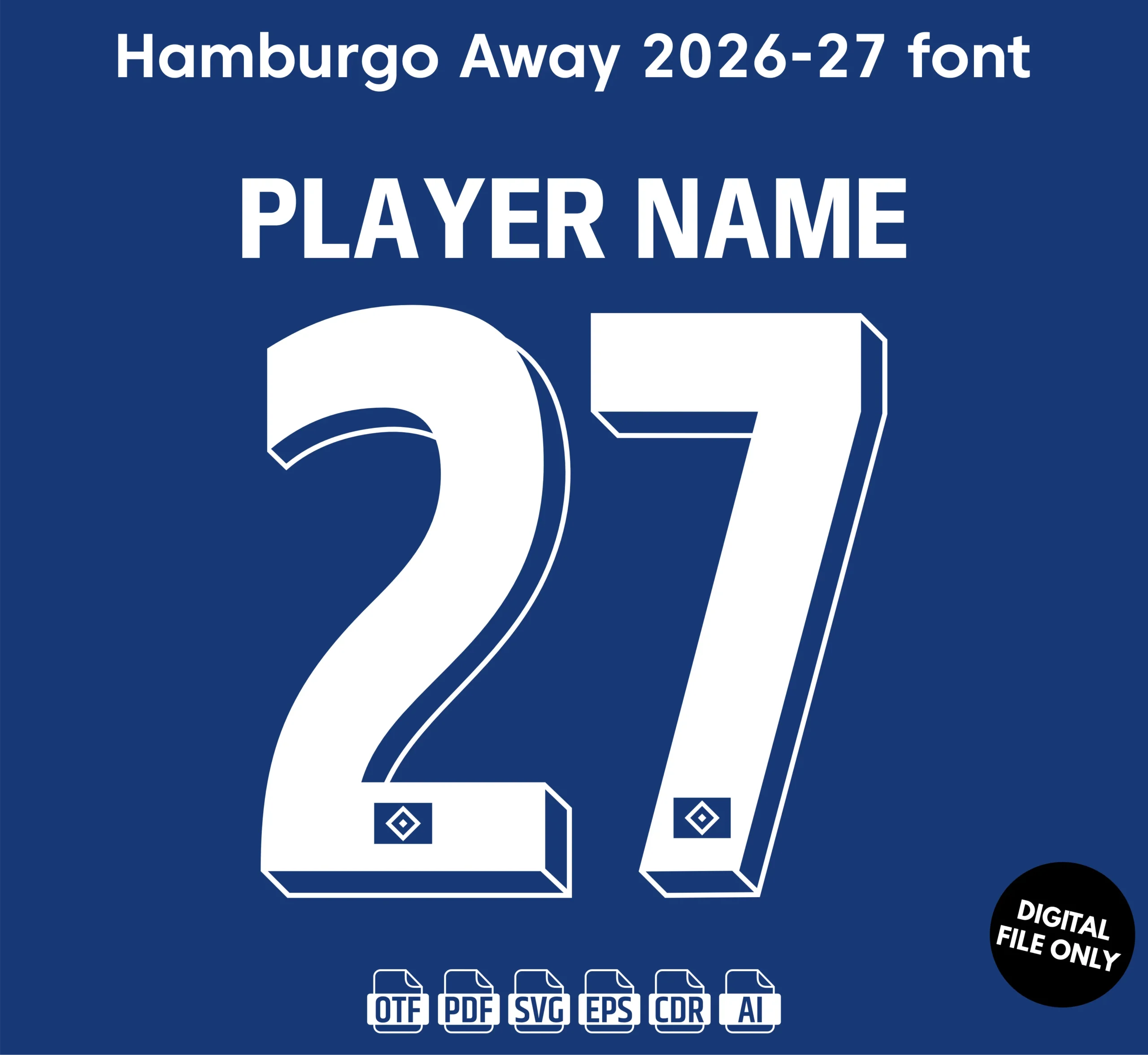 Hamburgo SV Away 2026-27 Font - football jersey typeface