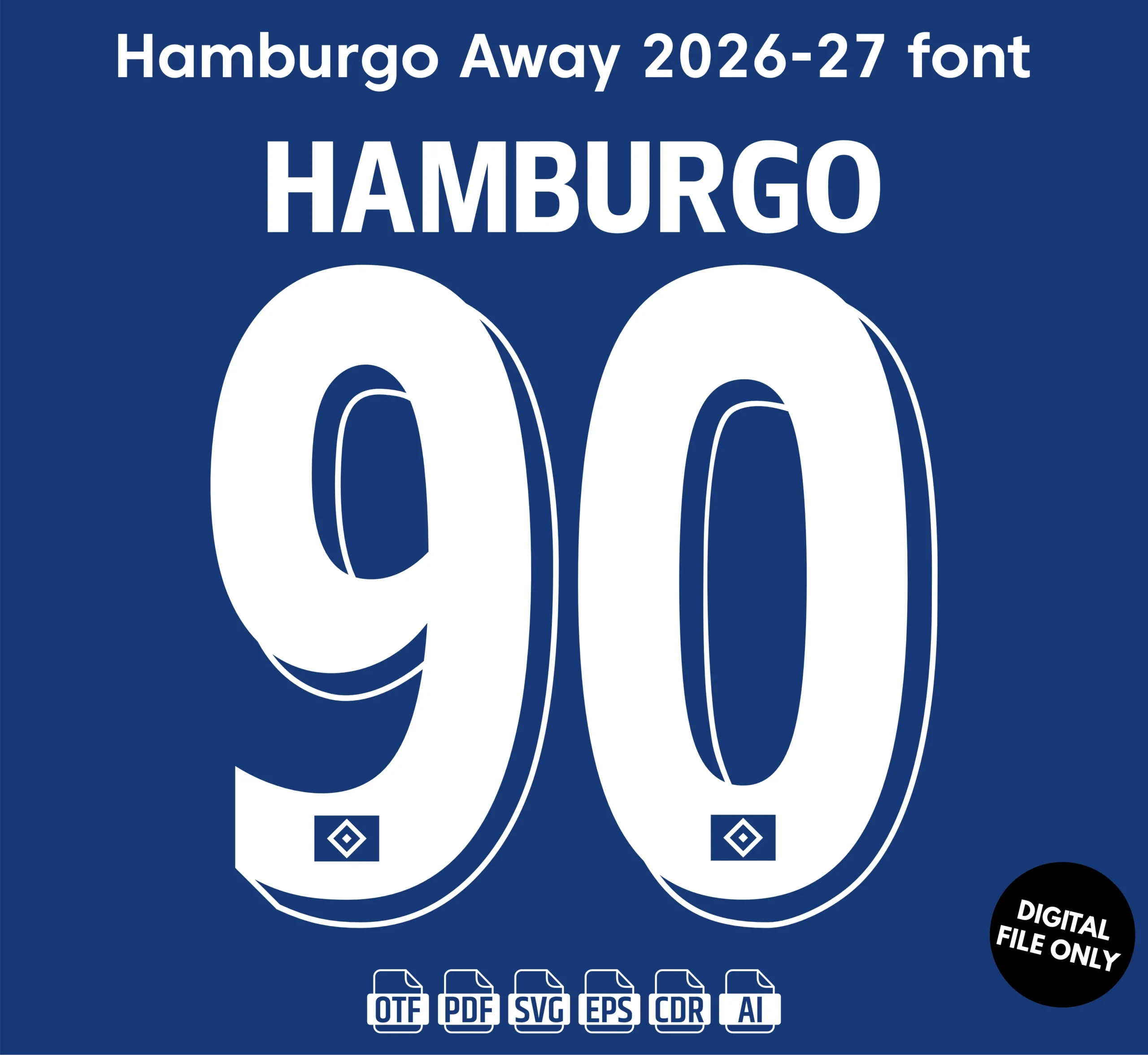 Hamburgo SV Away 2026-27 Font - football jersey typeface