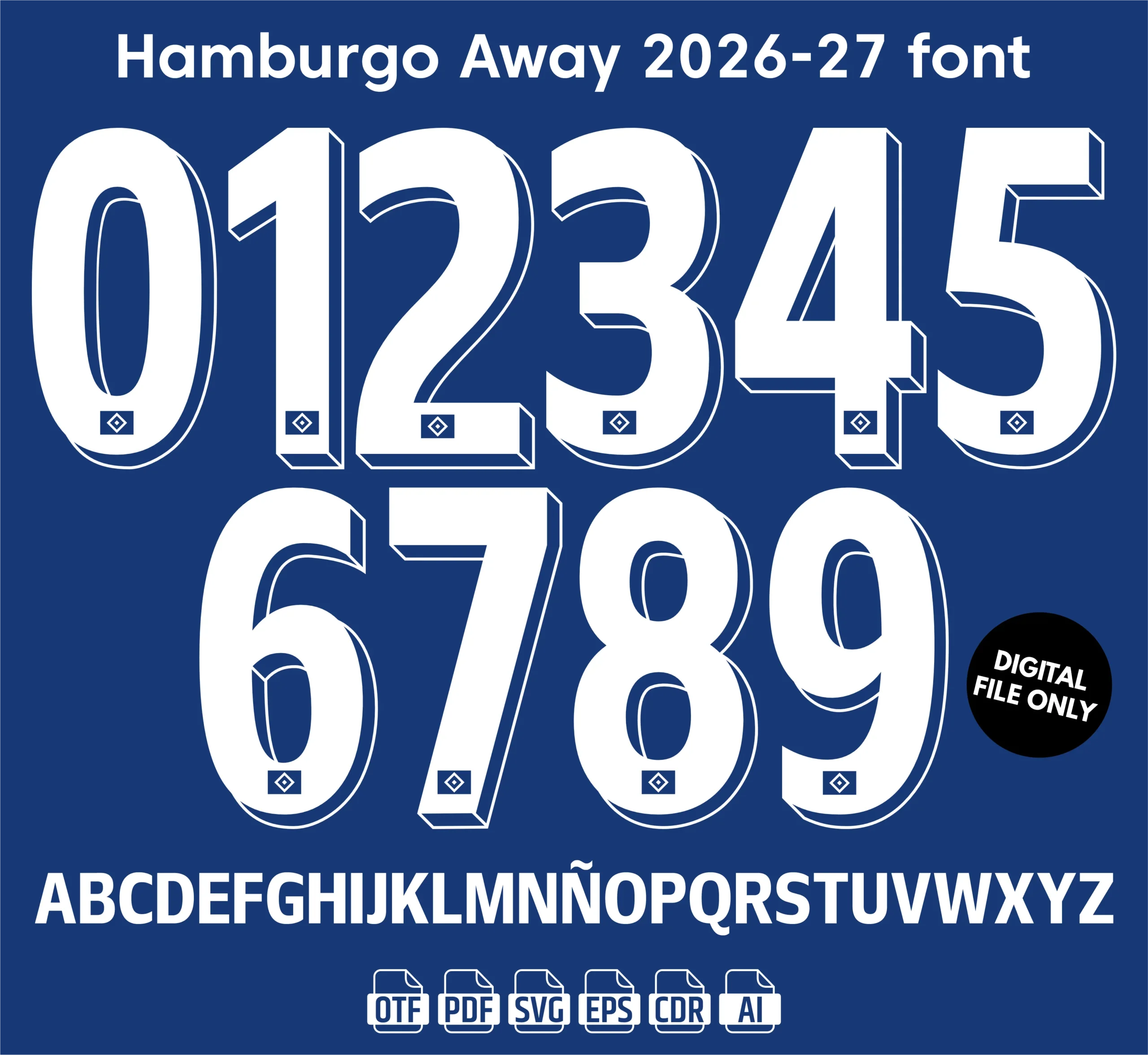 Hamburgo SV Away 2026-27 Font - football jersey typeface