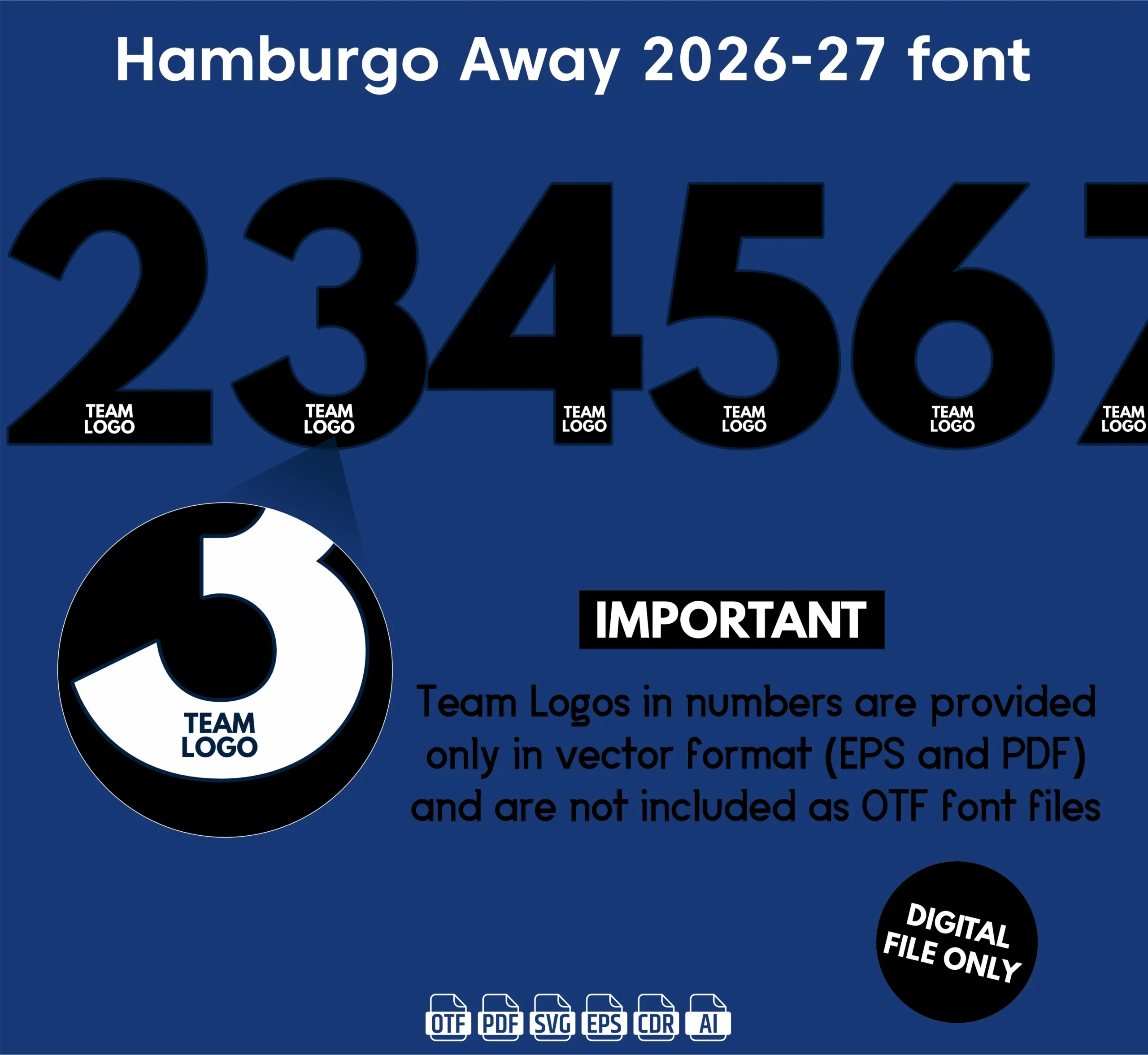 Hamburgo SV Away 2026-27 Font - football jersey typeface