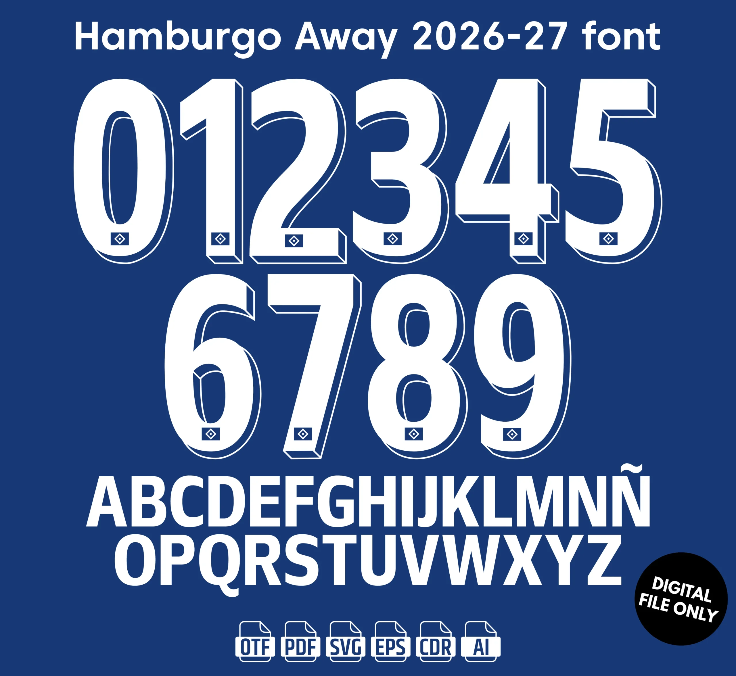 Hamburgo SV Away 2026-27 Font - football jersey typeface