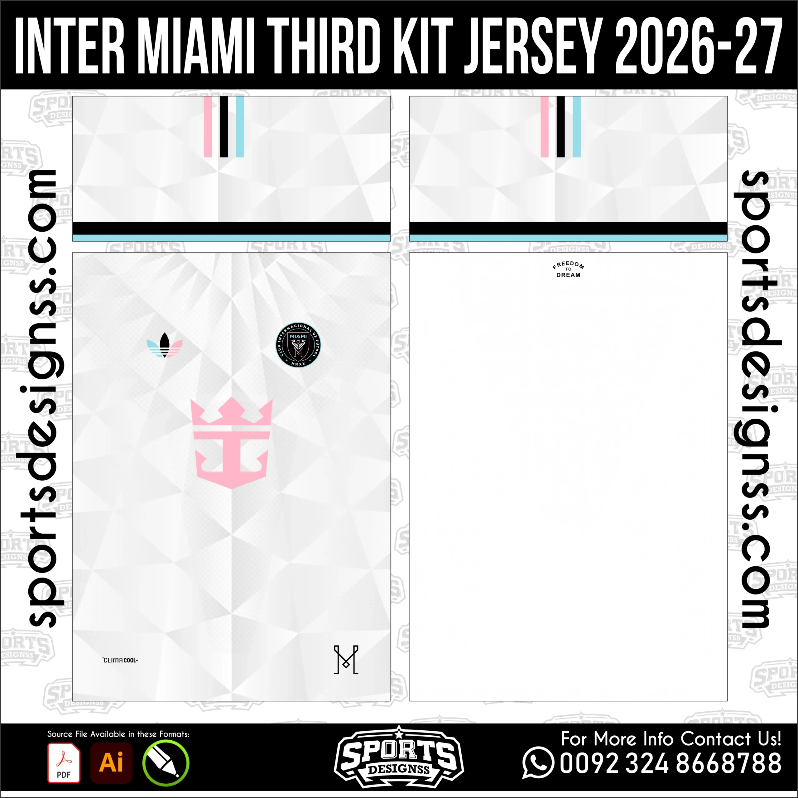 Inter Miami Third Jersey 2026-27 - football shirt vector for sublimation printing