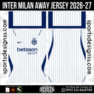 Inter Milan Away Jersey 2026-27 - football shirt vector for sublimation printing