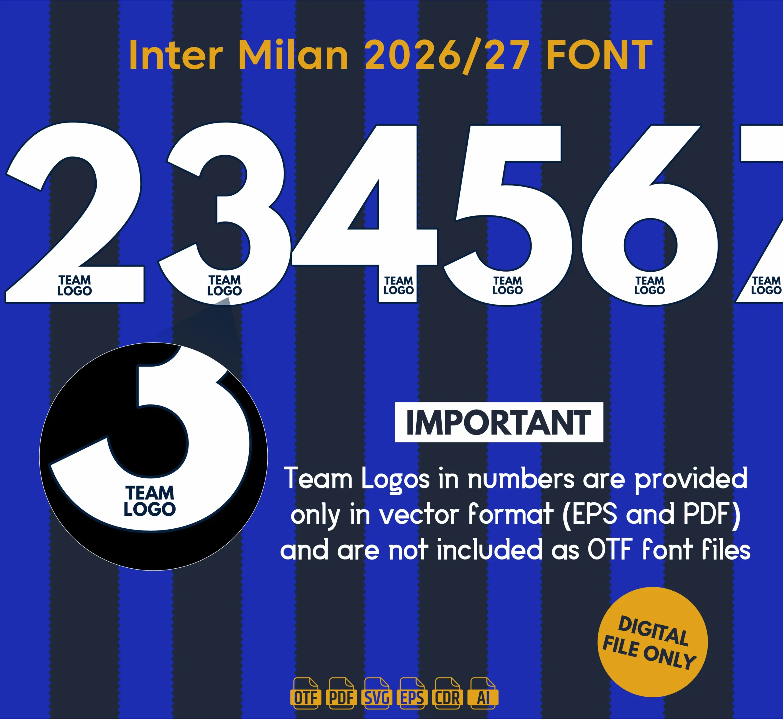 Inter Milan 2026-27 Font - football jersey typeface OTF download