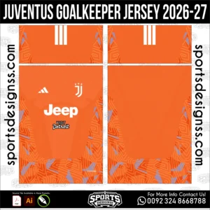 Juventus Goalkeeper Jersey 2026-27 football shirt vector for sublimation printing