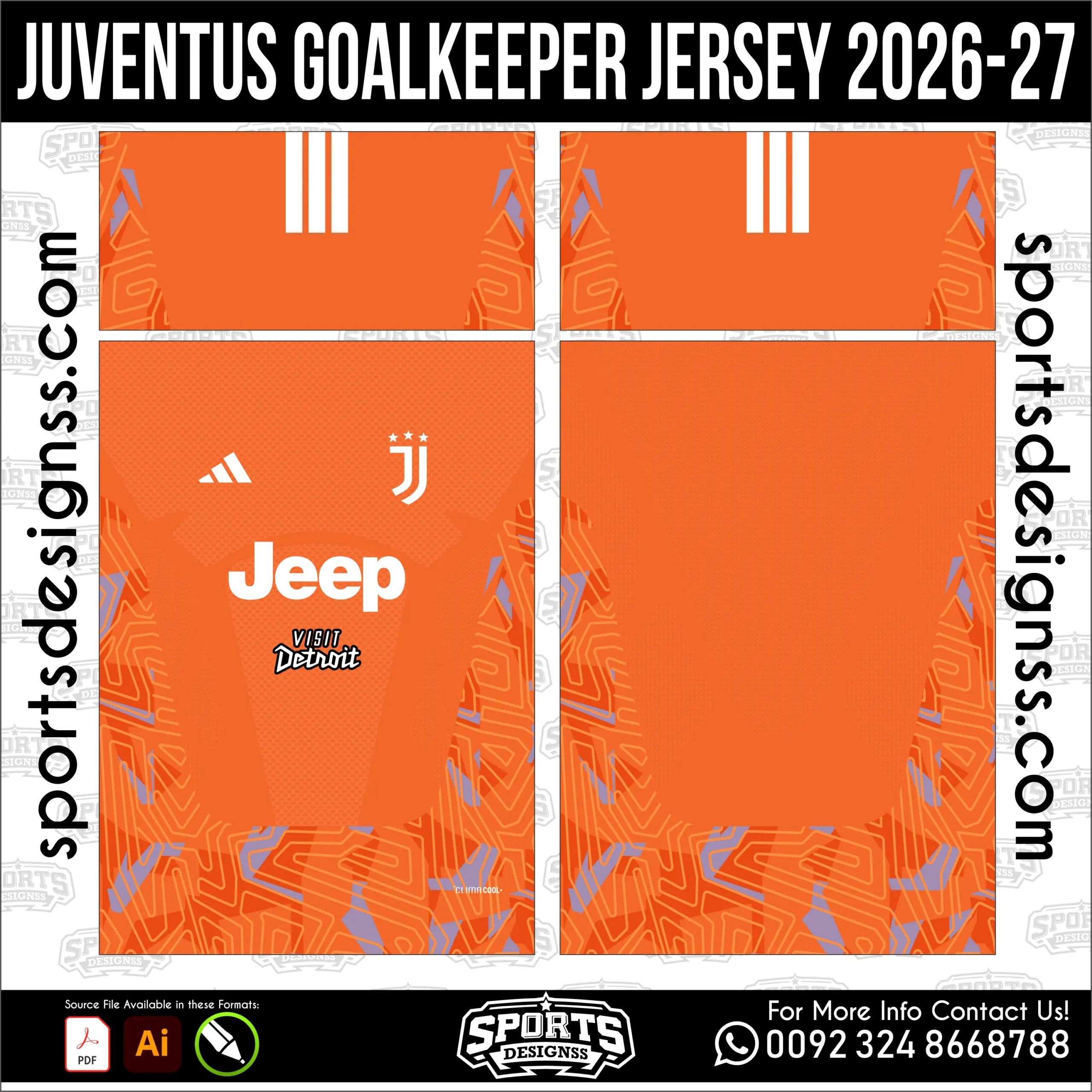 Juventus Goalkeeper Jersey 2026-27 football shirt vector for sublimation printing
