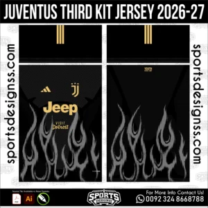 Juventus Third Kit Jersey 2026-27 football shirt vector for sublimation printing