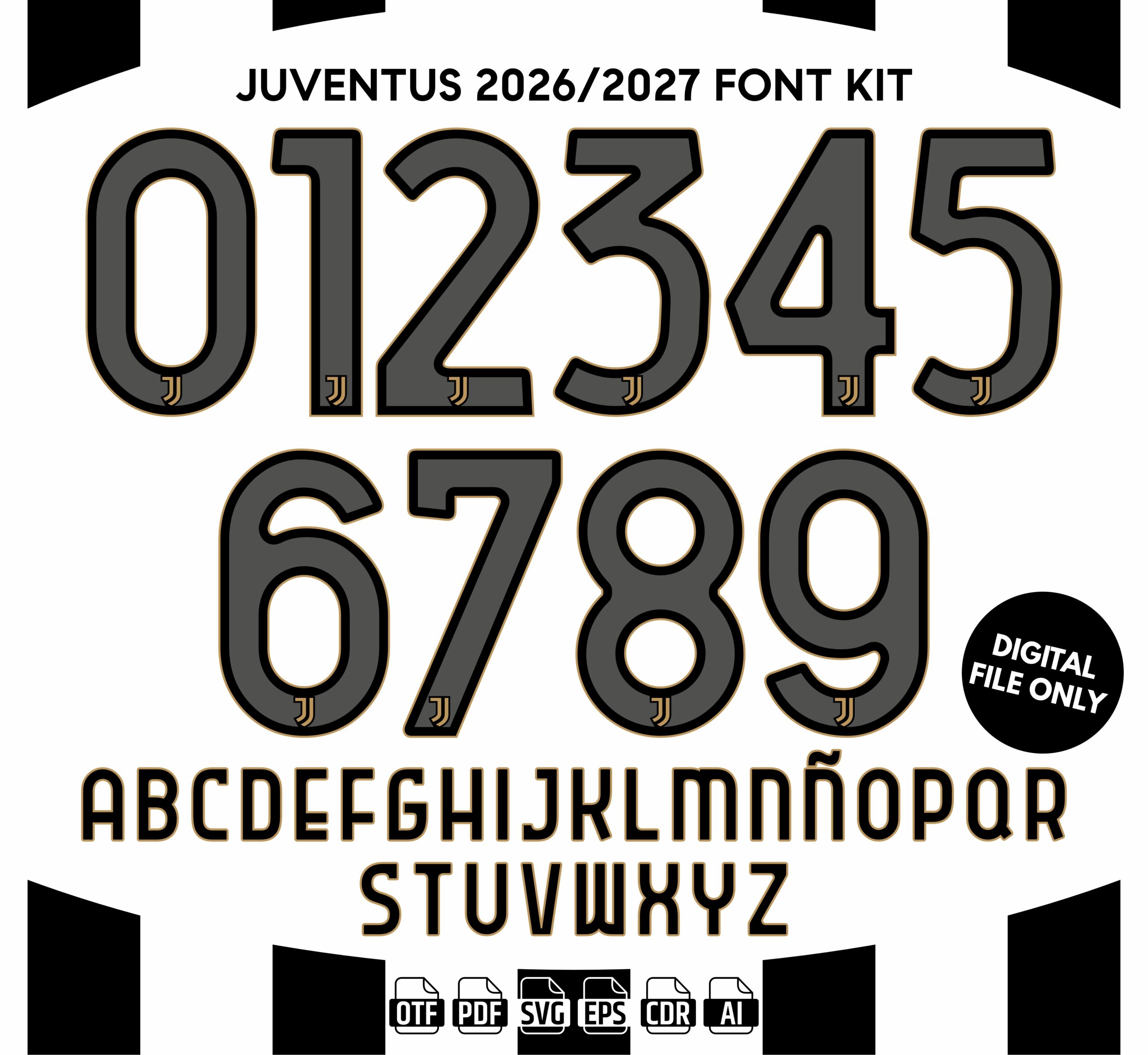 Juventus FC 2026-27 Font - football jersey typeface OTF download