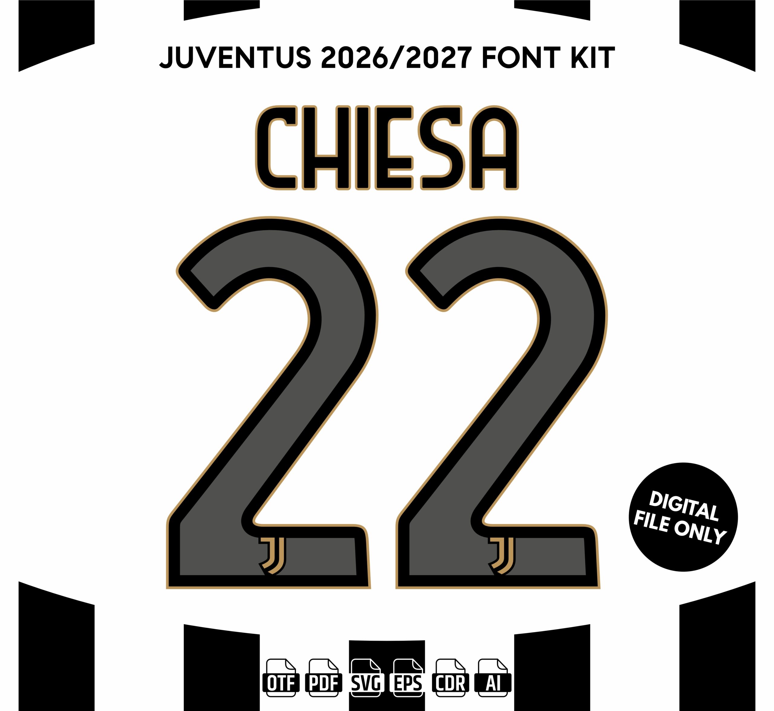 Juventus FC 2026-27 Font - football jersey typeface OTF download