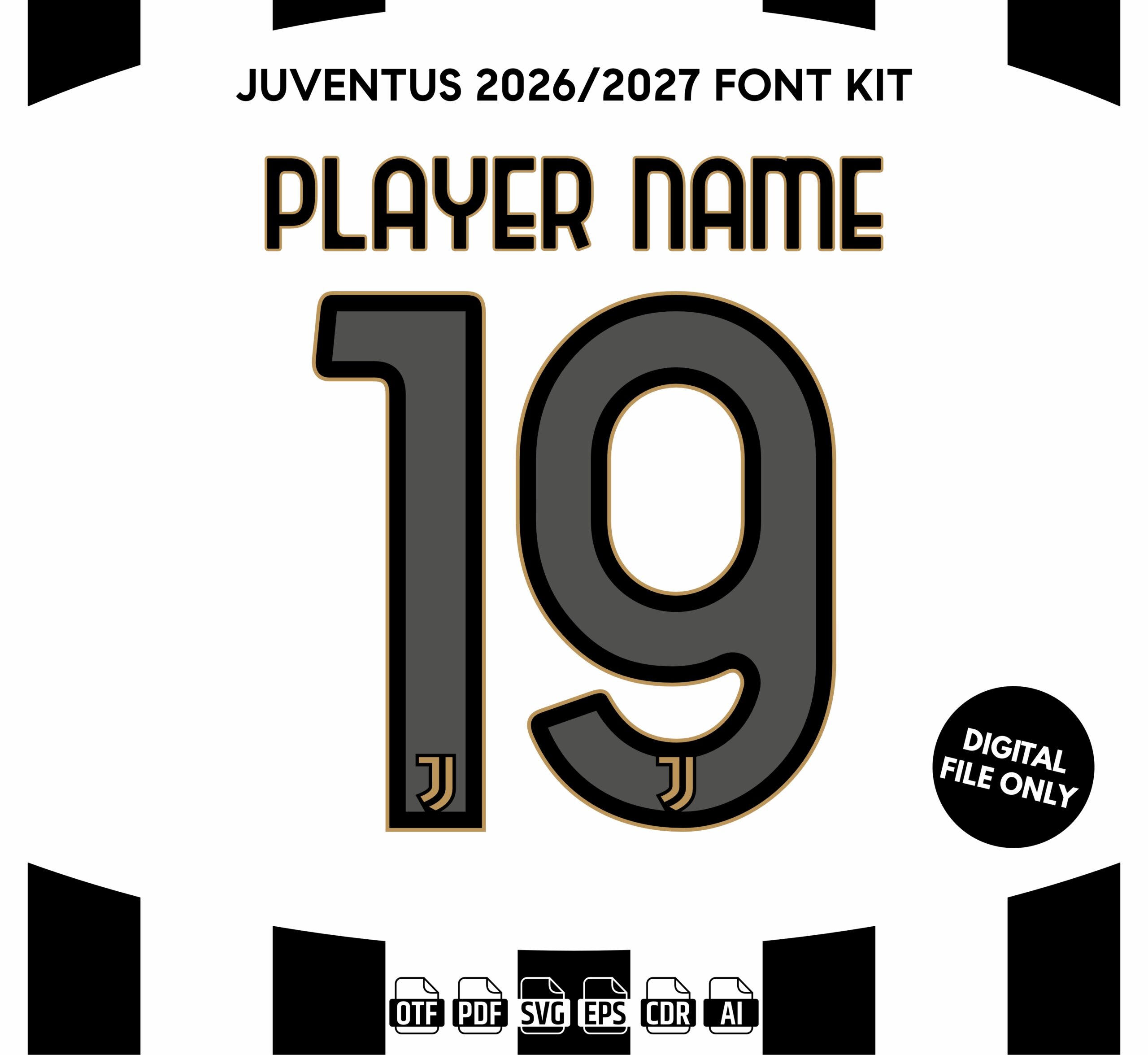 Juventus FC 2026-27 Font - football jersey typeface OTF download