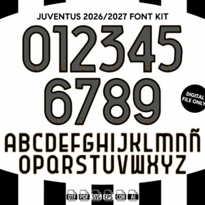 Juventus FC 2026-27 Font - football jersey typeface OTF download
