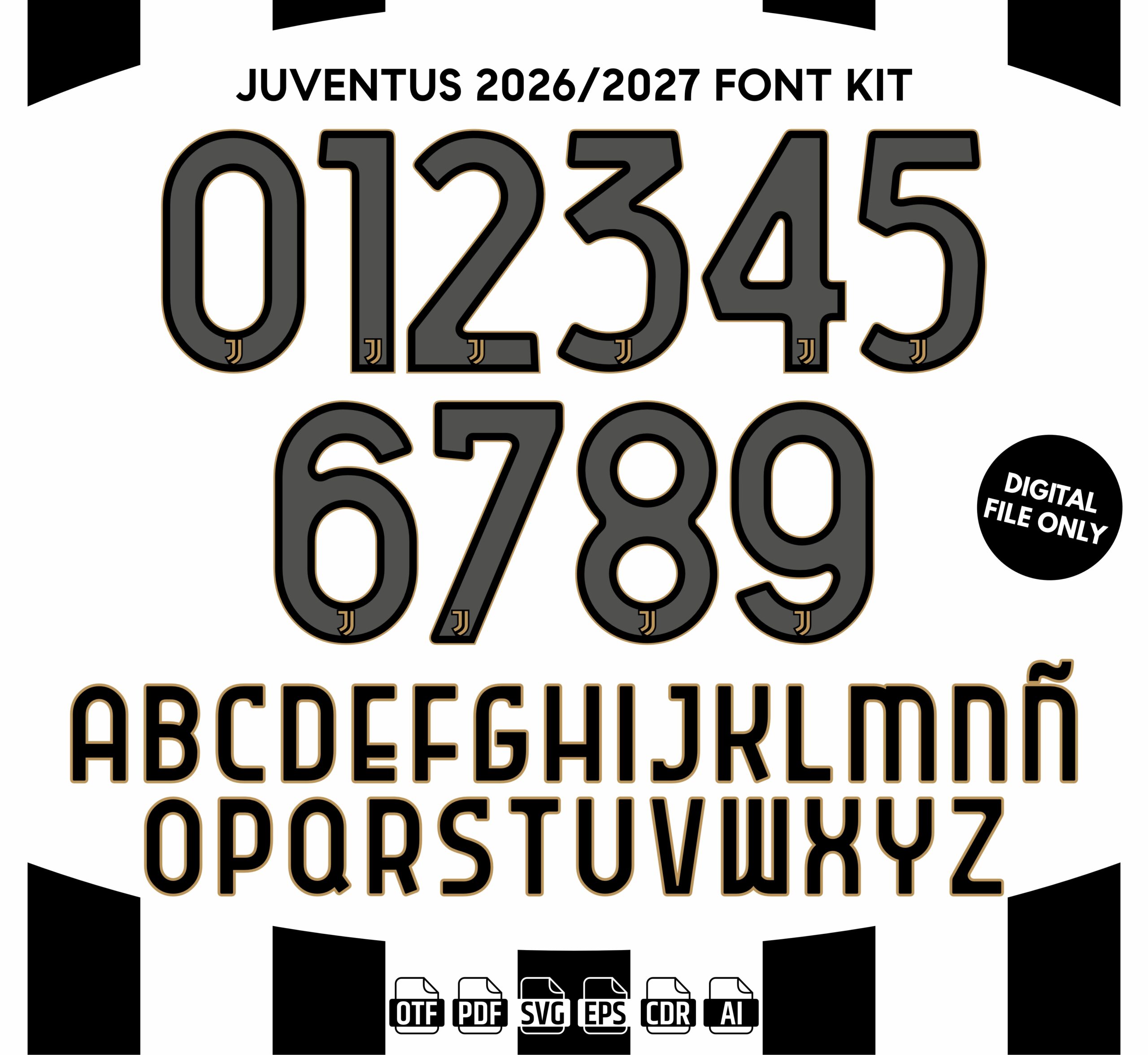 Juventus FC 2026-27 Font - football jersey typeface OTF download