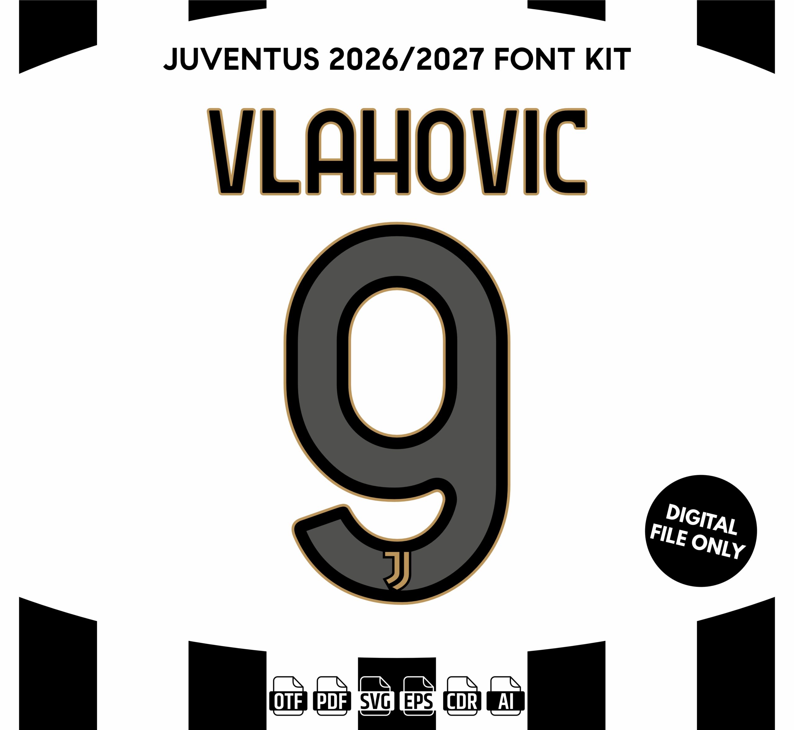 Juventus FC 2026-27 Font - football jersey typeface OTF download
