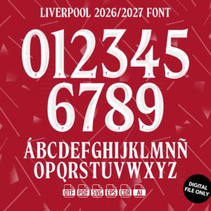 Liverpool FC 2026-27 Font - football jersey typeface OTF download