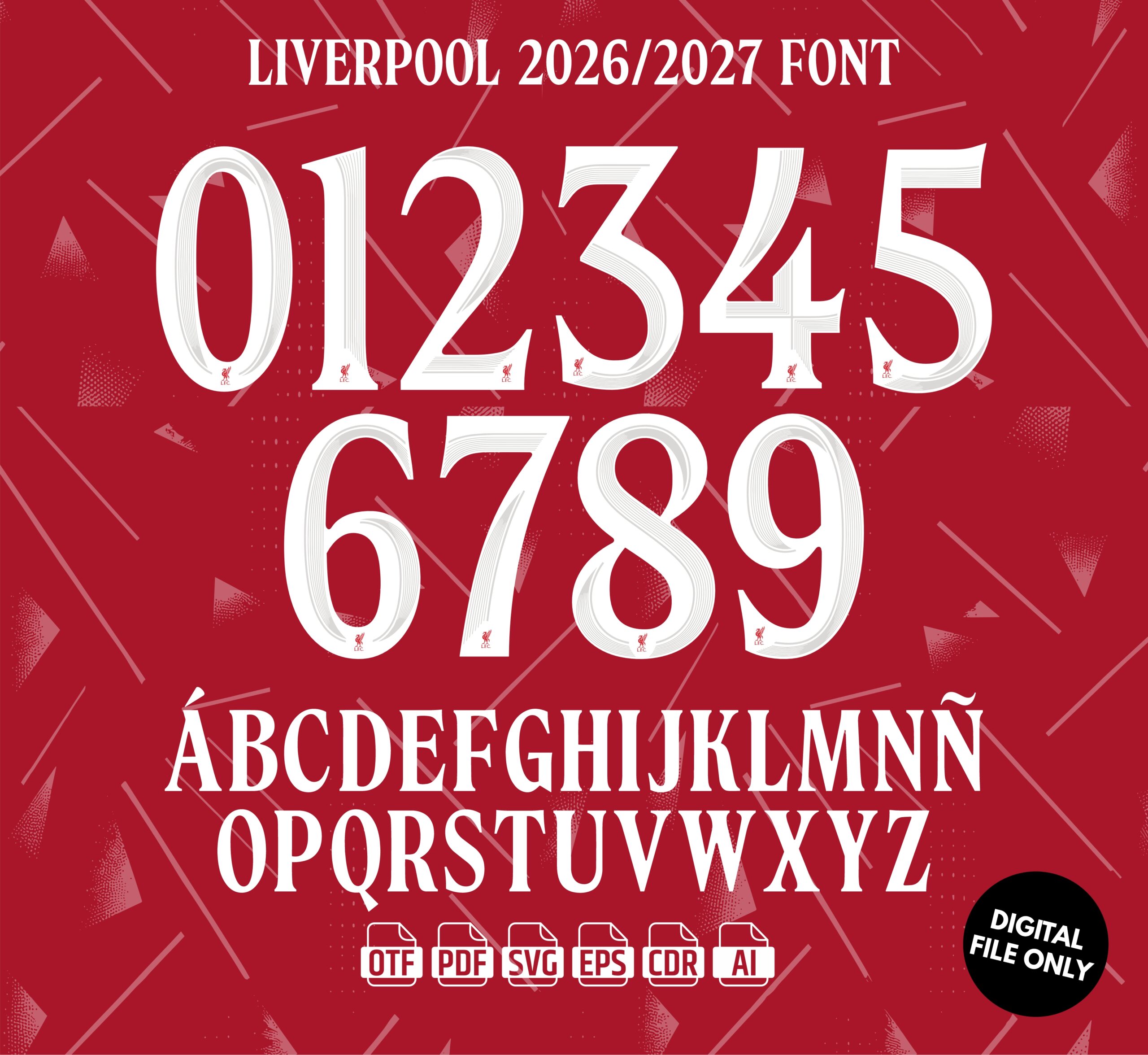 Liverpool FC 2026-27 Font - football jersey typeface OTF download