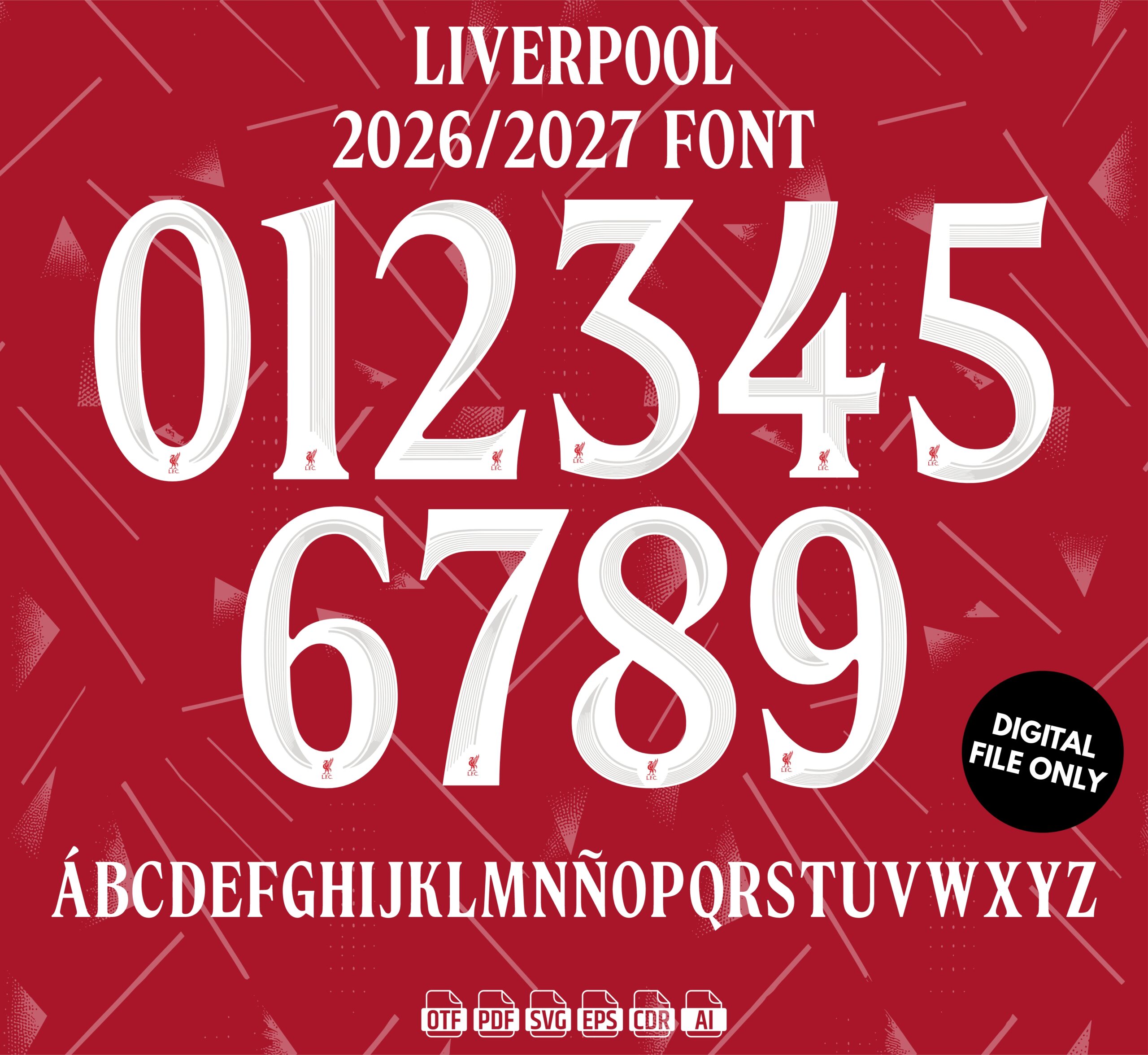Liverpool FC 2026-27 Font - football jersey typeface OTF download