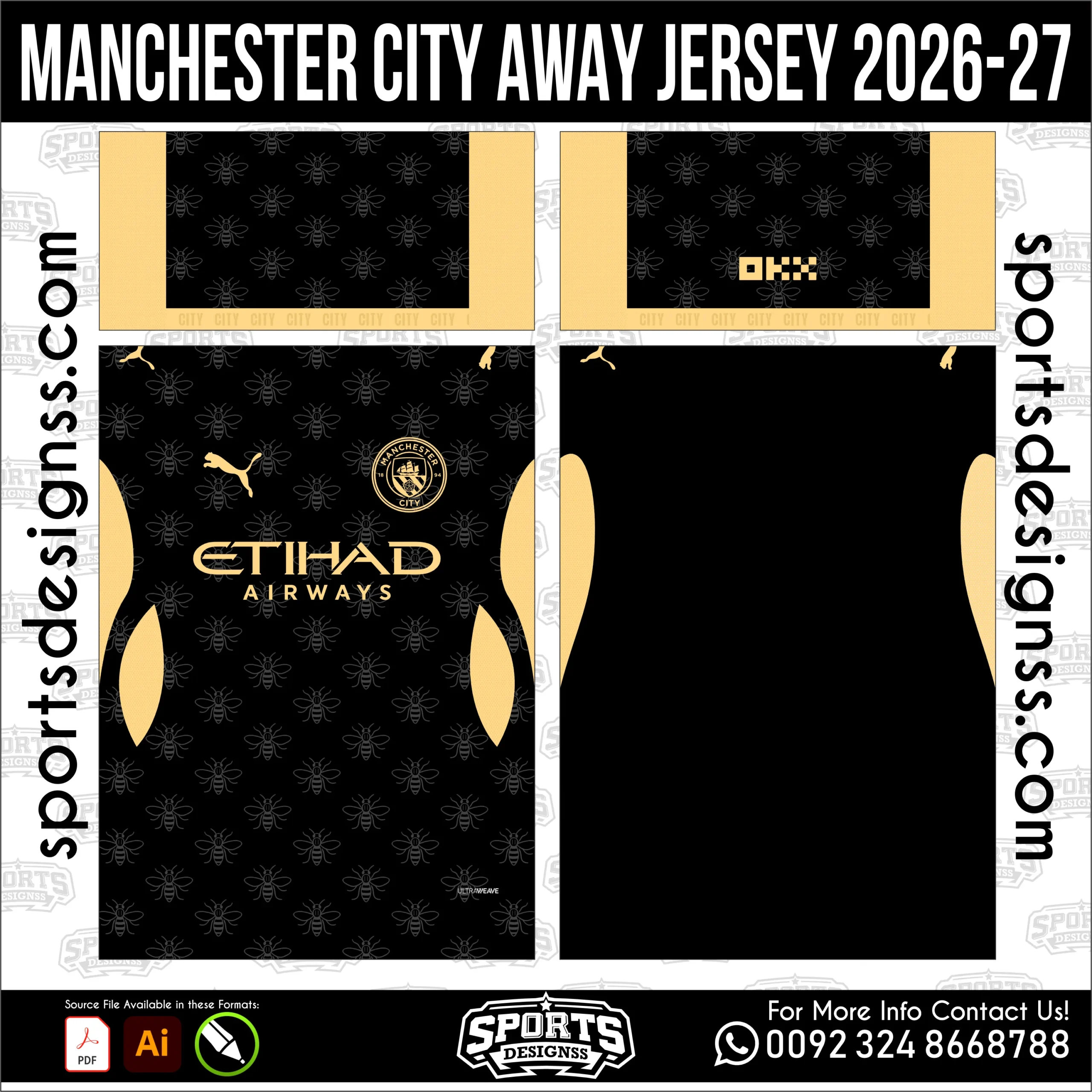 Manchester City Away Jersey 2026-27 - football shirt vector for sublimation printing