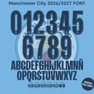 Manchester City 2025-26 Font - football jersey typeface OTF download