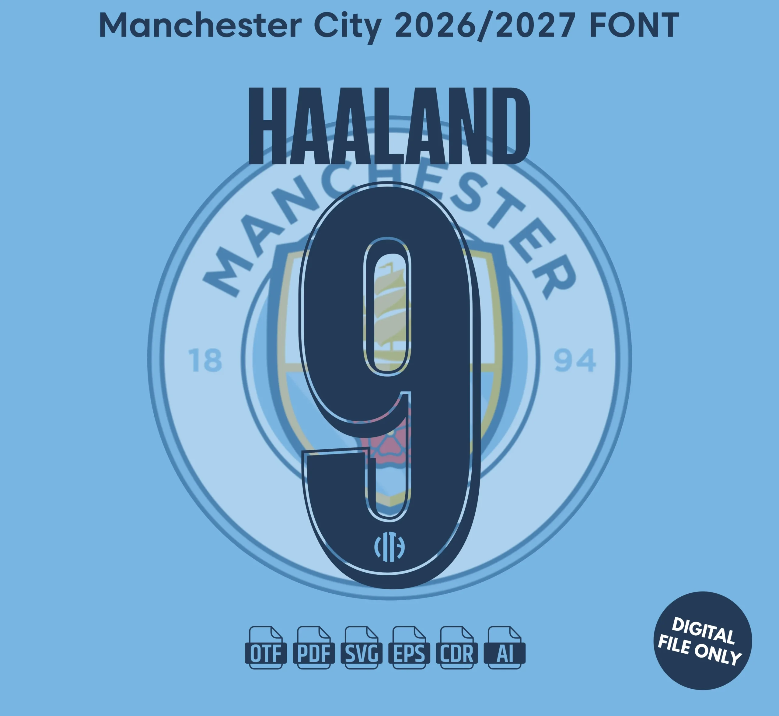Manchester City 2025-26 Font - football jersey typeface OTF download