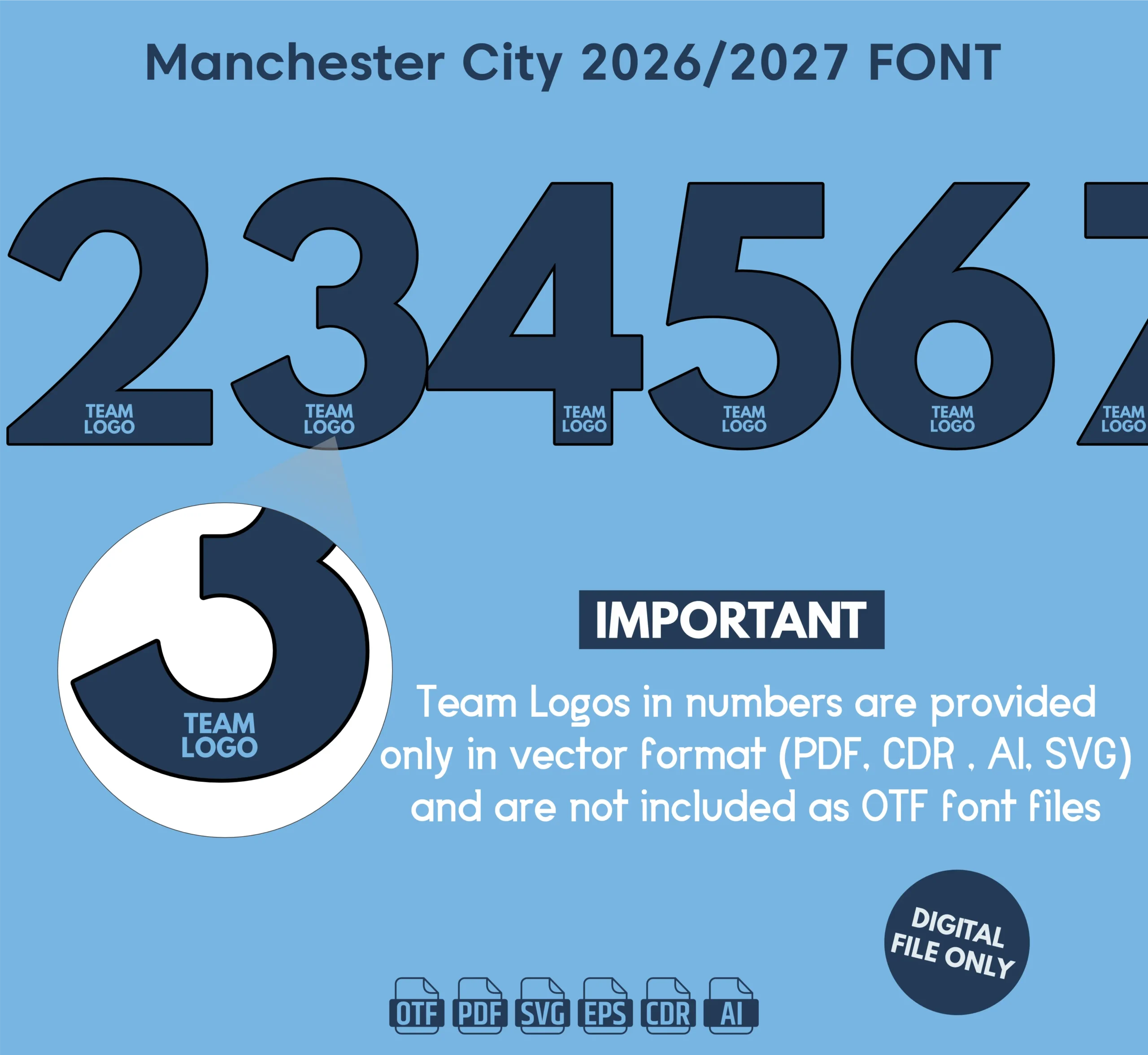 Manchester City 2025-26 Font - football jersey typeface OTF download