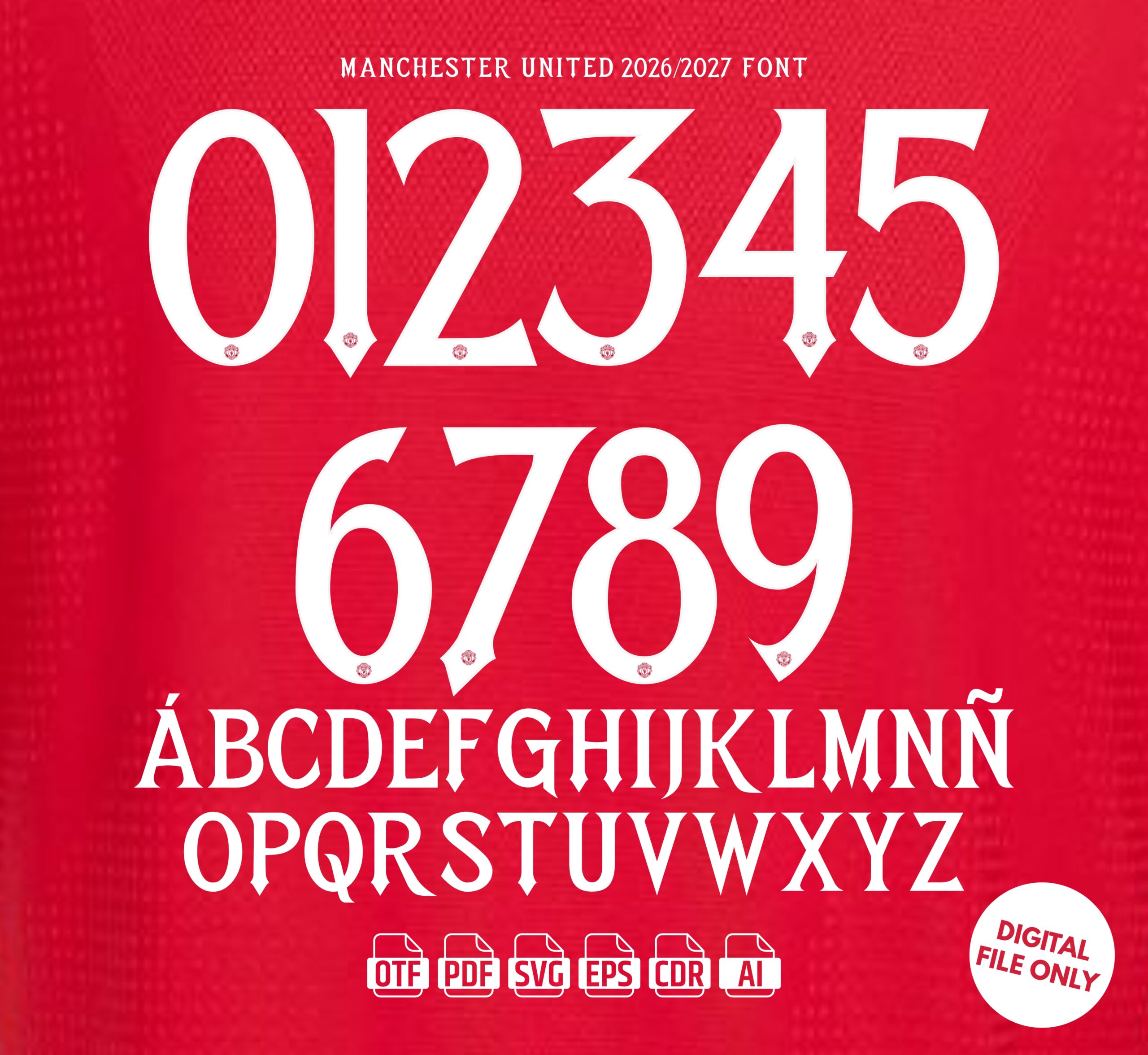 Manchester United 2026-27 Font - football jersey typeface OTF download