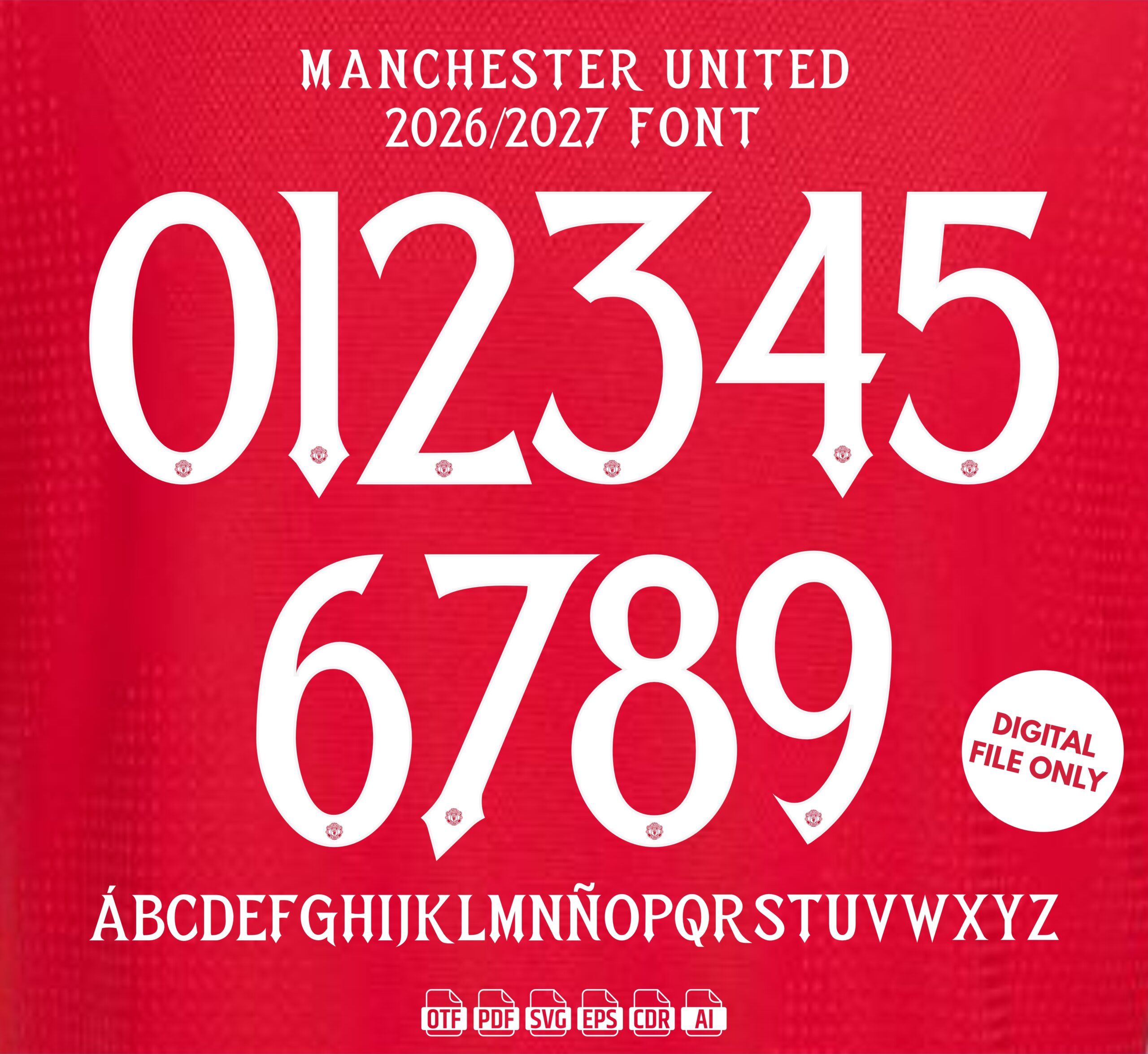Manchester United 2026-27 Font - football jersey typeface OTF download