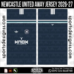 Newcastle United Away Jersey 2026-27 football shirt vector for sublimation printing