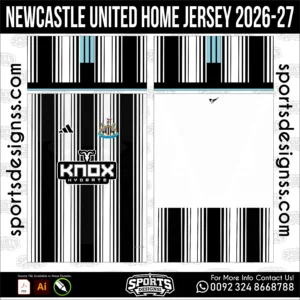 Newcastle United Home Jersey 2026-27 football shirt vector for sublimation printing