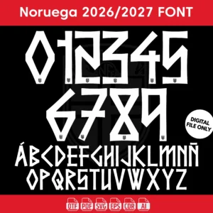 Norway Away World Cup 2026 Font - football jersey typeface OTF download