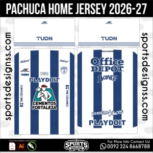 Pachuca Home Jersey 2026-27 - football shirt vector for sublimation printing