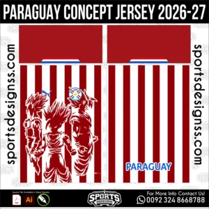 Paraguay Concept Jersey 2026-27 - football shirt vector for sublimation printing