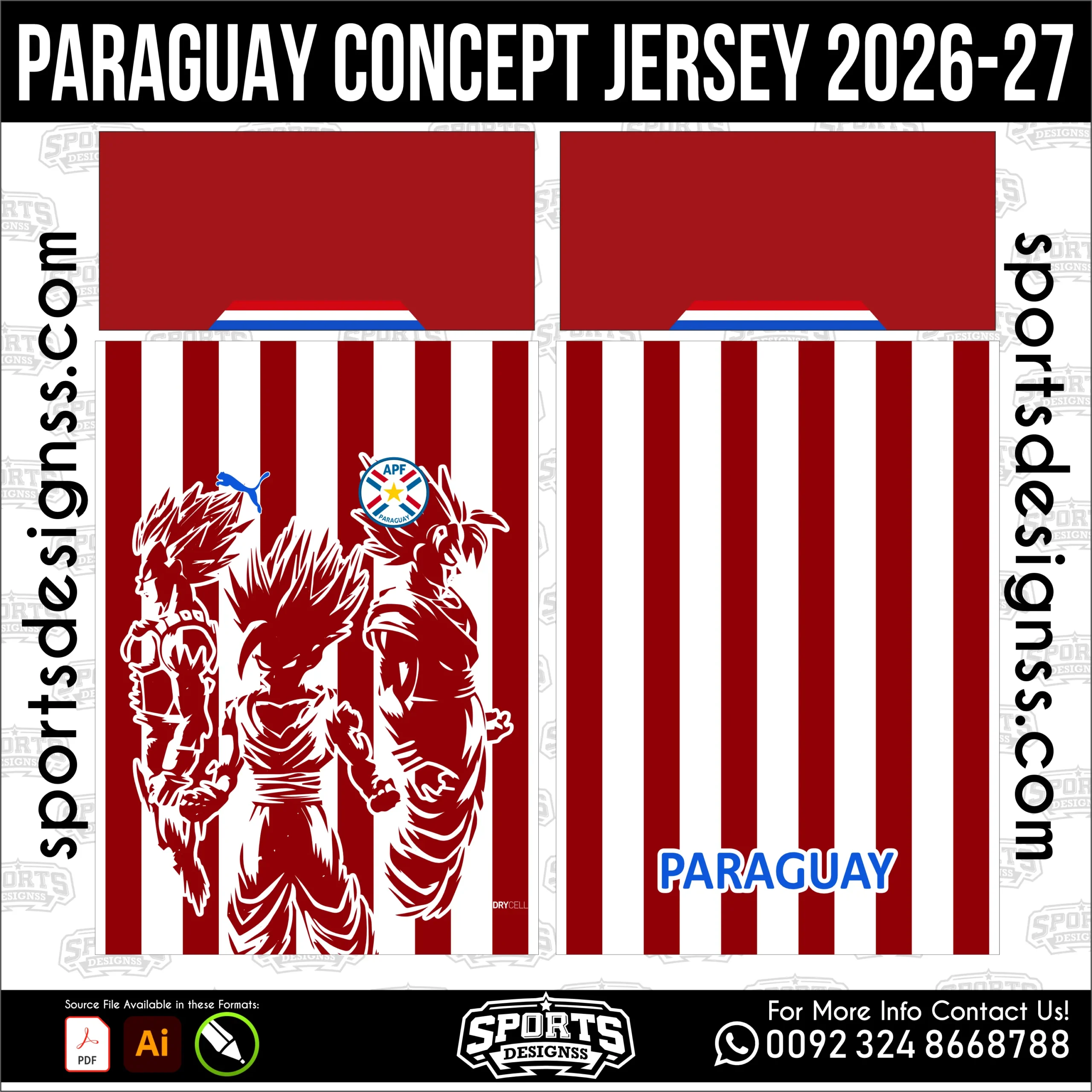 Paraguay Concept Jersey 2026-27 - football shirt vector for sublimation printing
