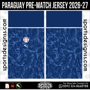 Paraguay Pre-Match Jersey 2026-27 - football shirt vector for sublimation printing