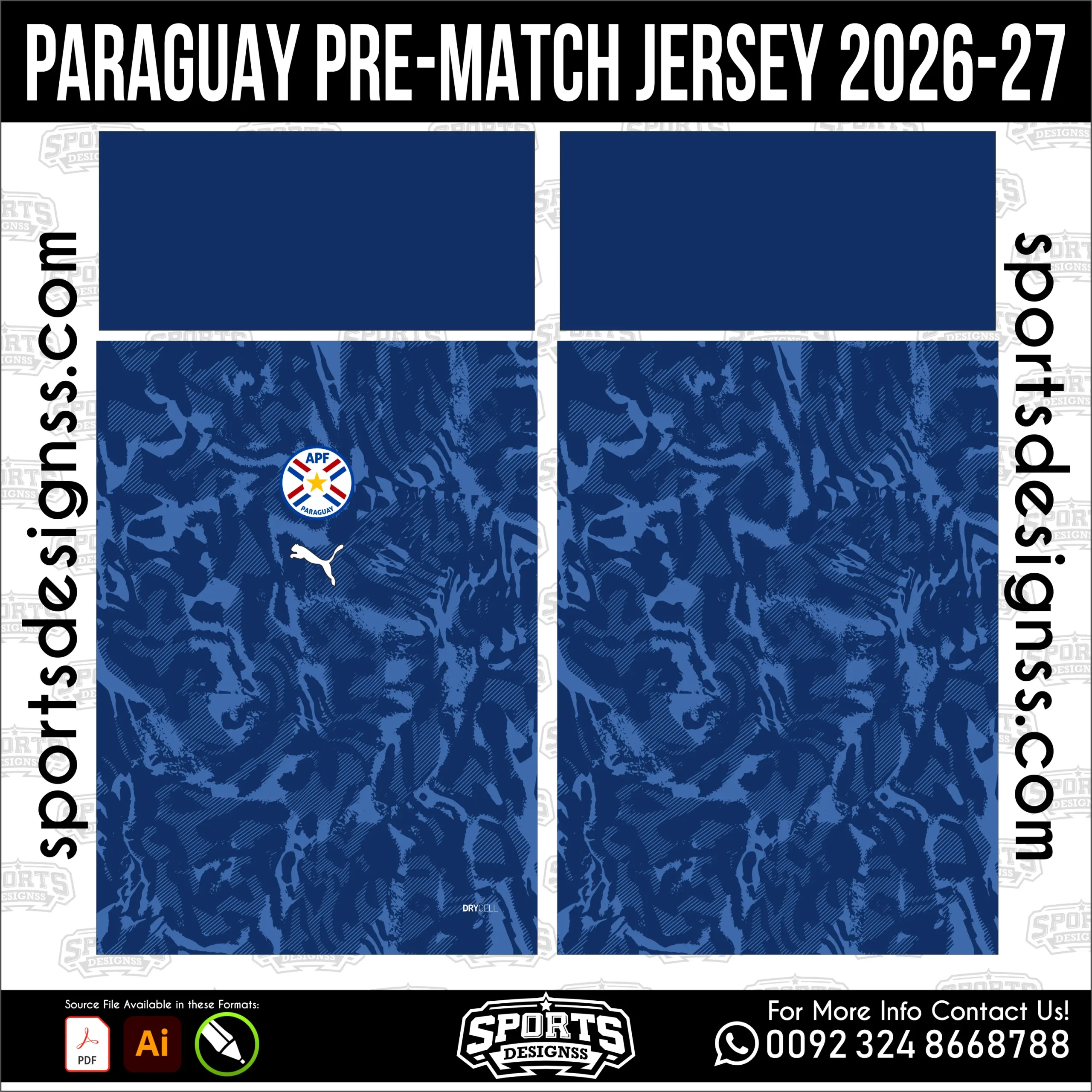 Paraguay Pre-Match Jersey 2026-27 - football shirt vector for sublimation printing