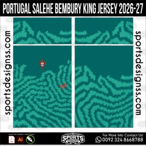 Portugal King Concept Jersey 2026-27 - football shirt vector for sublimation printing
