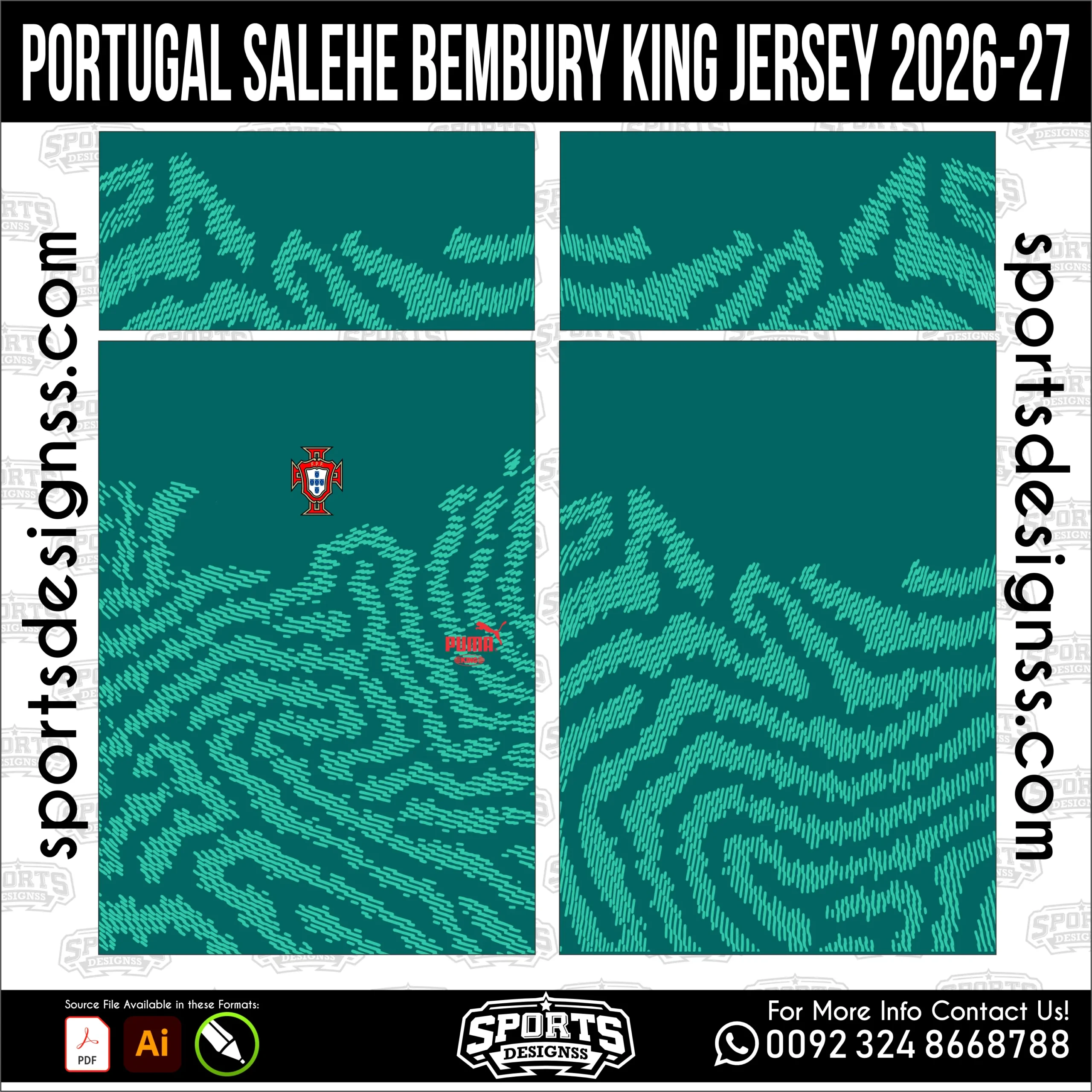 Portugal King Concept Jersey 2026-27 - football shirt vector for sublimation printing