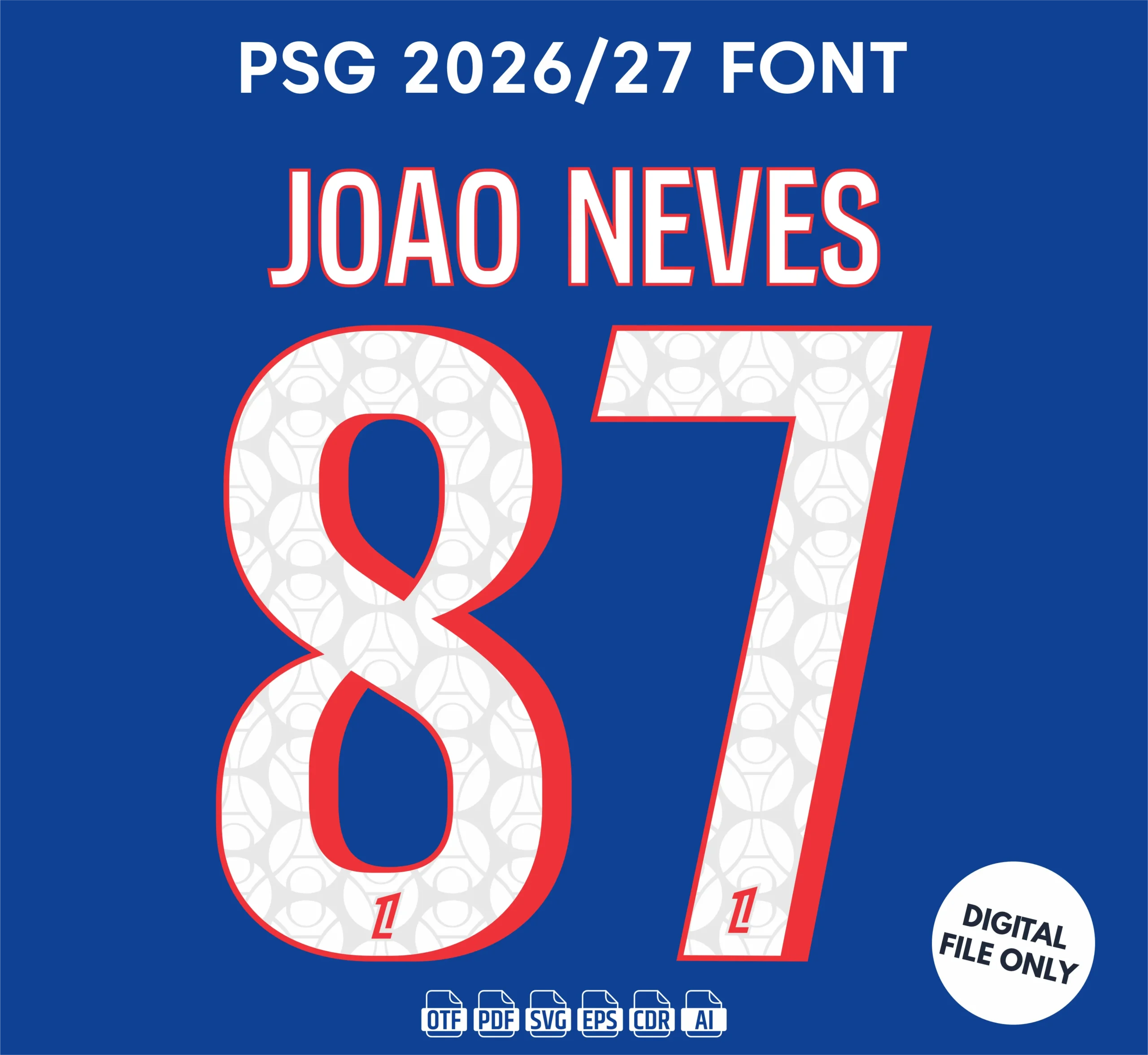 PSG 2026-27 Font - football jersey typeface OTF download