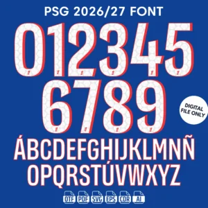 PSG 2026-27 Font - football jersey typeface OTF download