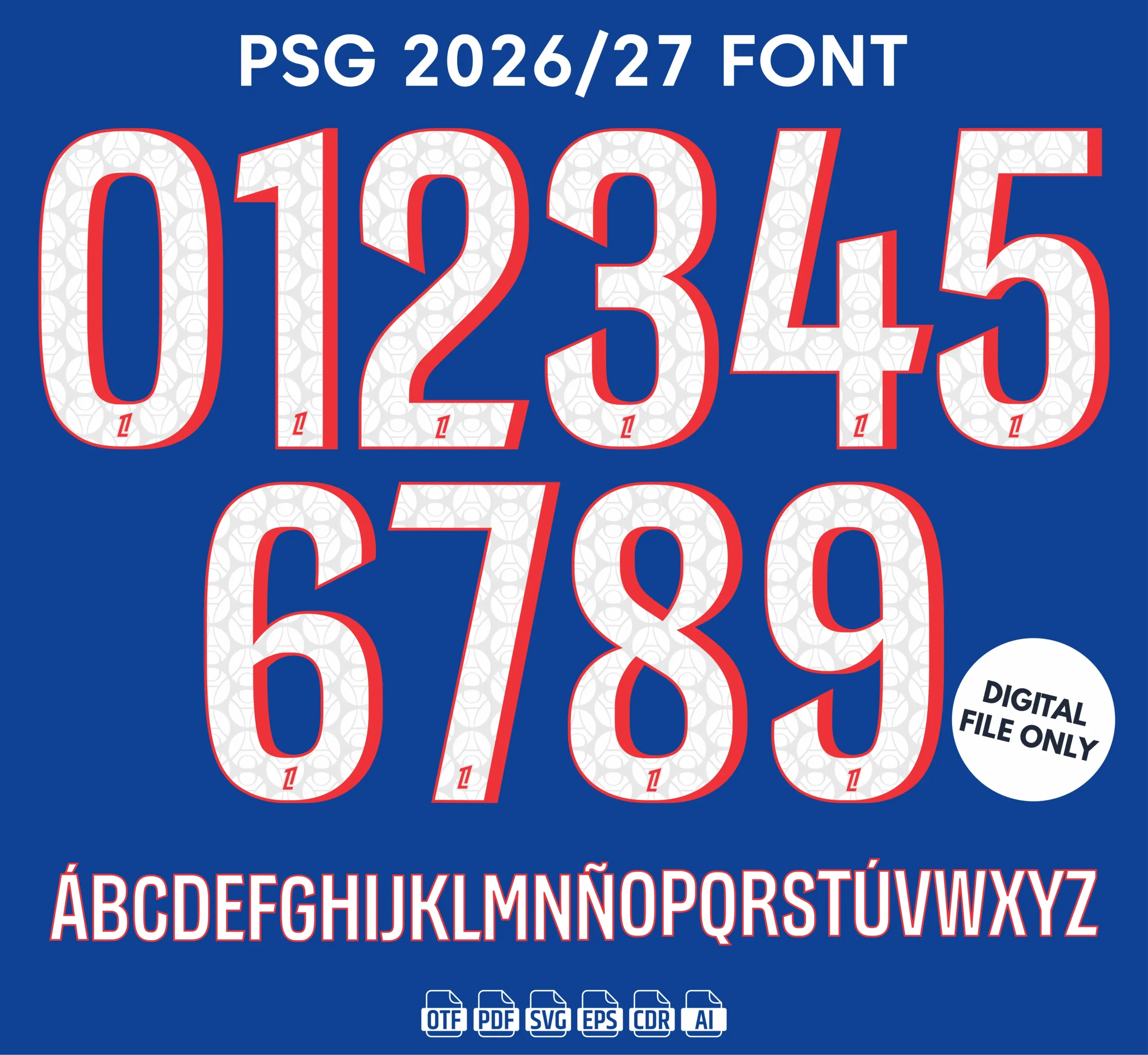 PSG 2026-27 Font - football jersey typeface OTF download